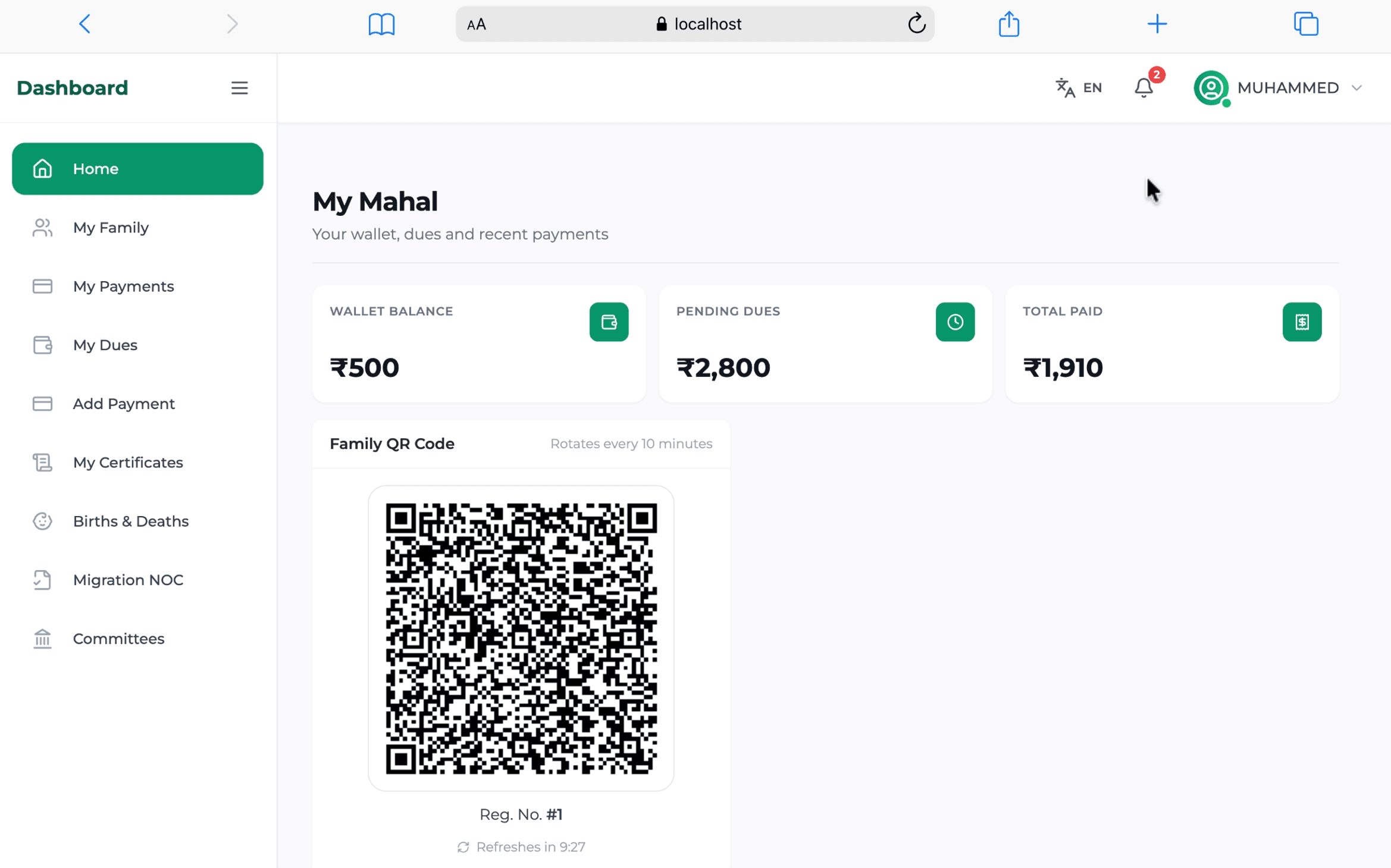 Family Portal — Daftar Smart Mahal